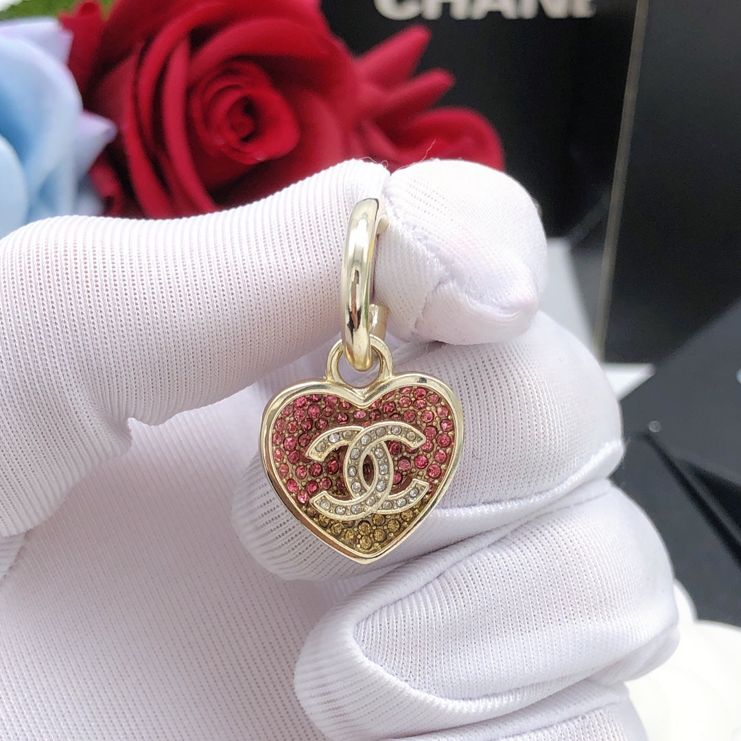Heart Crystal-Accent Statement Earrings – Heart Detail – Design 003 side detail