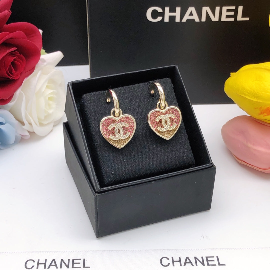 Heart Crystal-Accent Statement Earrings – Heart Detail – Design 003 close-up detail
