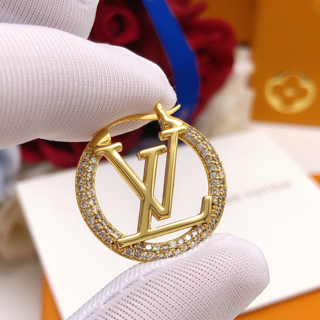 Round Statement Earrings in Gold-Tone – Design 001 close-up detail