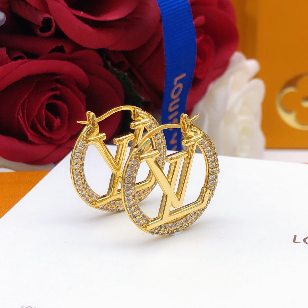 Round Statement Earrings in Gold-Tone – Design 001 styled product view