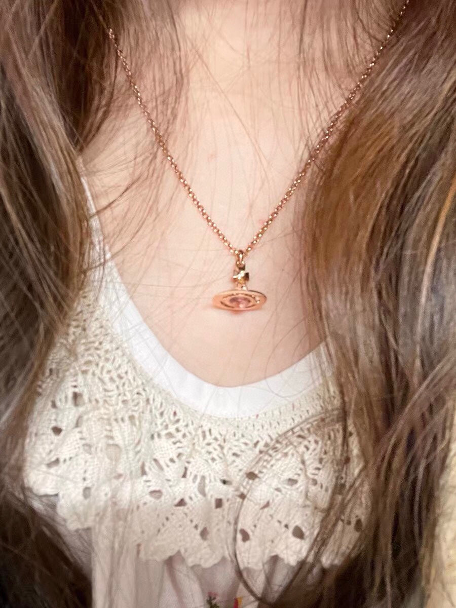 Orb Pendant Necklace in Polished Metal-Tone – Transparent Bead Detail main product view