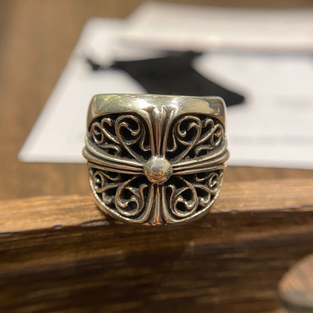 Signature Emblem Statement Ring in Polished Metal-Tone – Design 031 main product view