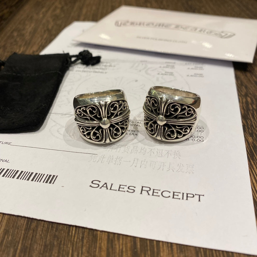 Signature Emblem Statement Ring in Polished Metal-Tone – Design 031 main product view
