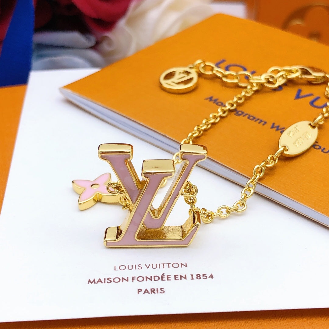 Geometric Emblem Bracelet in Gold-Tone – Pink Detail – Design 006 detail view