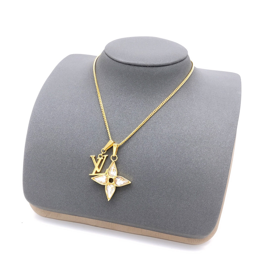 Geometric Emblem Pendant Necklace in Gold-Tone – Design 042 styled product view