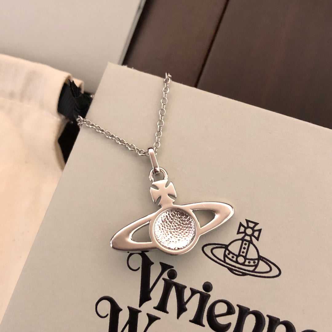 Orb Pendant Necklace in Polished Metal-Tone – Design 066 front product view