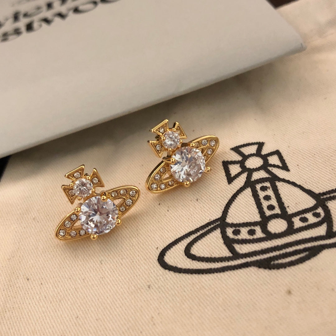 Orb Stud Earrings in Polished Metal-Tone – Design 001 styled product view