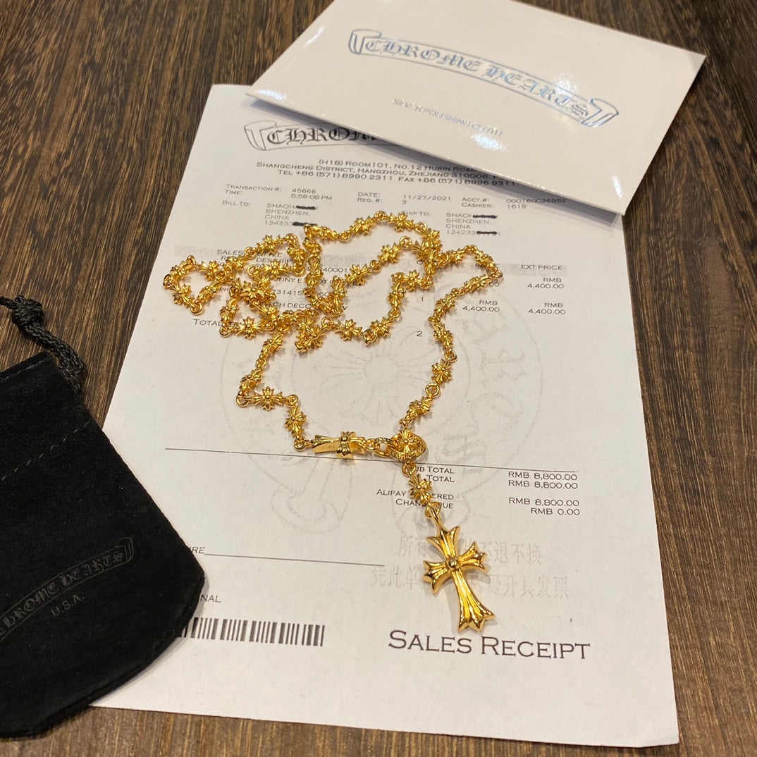Cross Pendant Necklace in Gold-Tone – Ring Motif detail view
