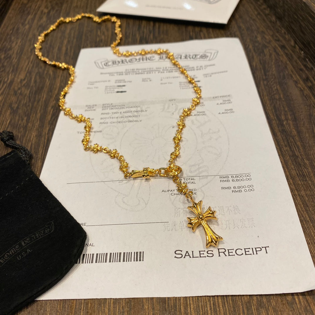 Cross Pendant Necklace in Gold-Tone – Ring Motif front product view