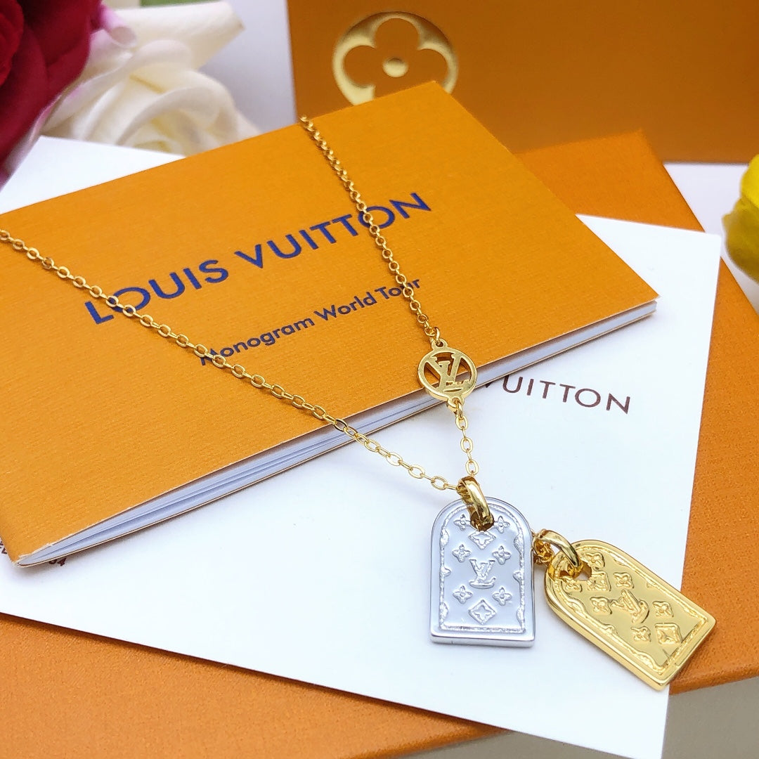 Geometric Emblem Pendant Necklace in Gold-Tone – Design 028 main product view