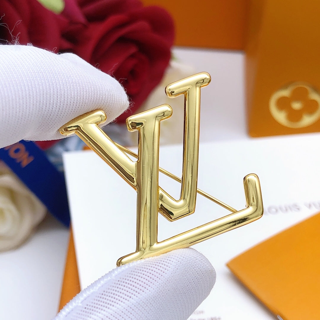 Geometric Emblem Brooch in Gold-Tone – Design 001 styled product view