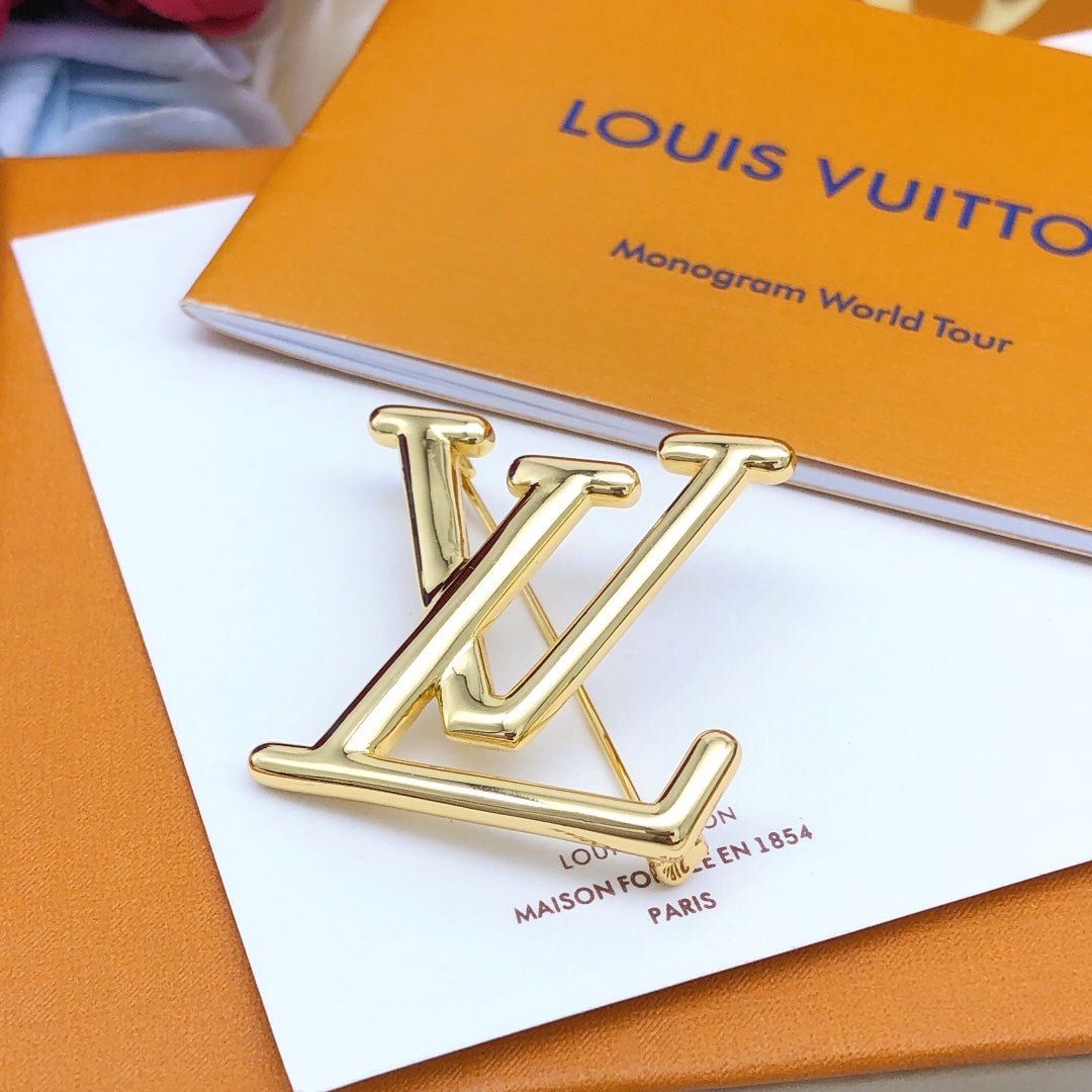 Geometric Emblem Brooch in Gold-Tone – Design 001 front product view