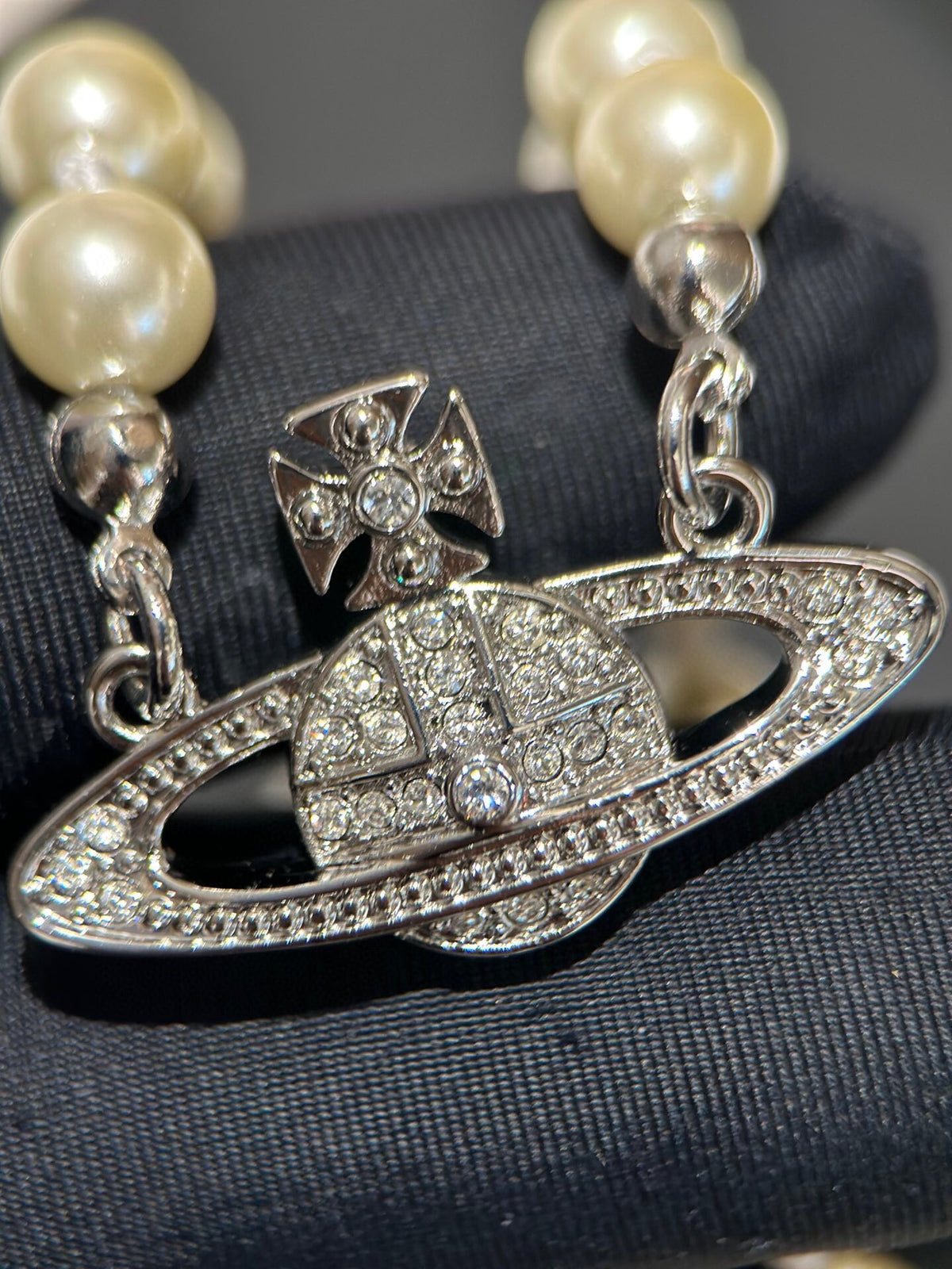 Orb Pendant Necklace in Polished Metal-Tone – Pearl Detail – Design 013 main product view