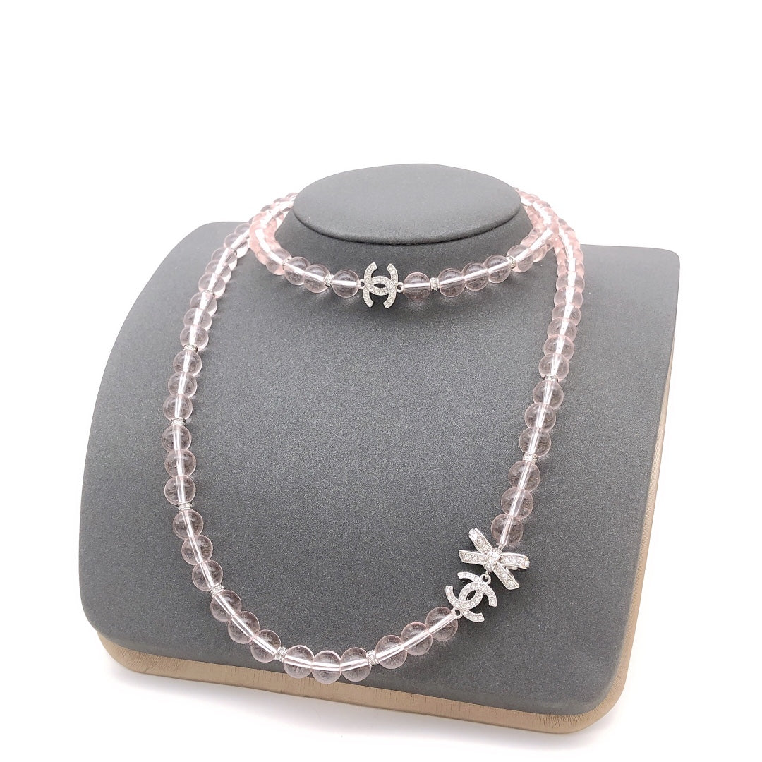 Bow Pearl-Detail Pendant Necklace – Pearl Detail – Design 004 main product view