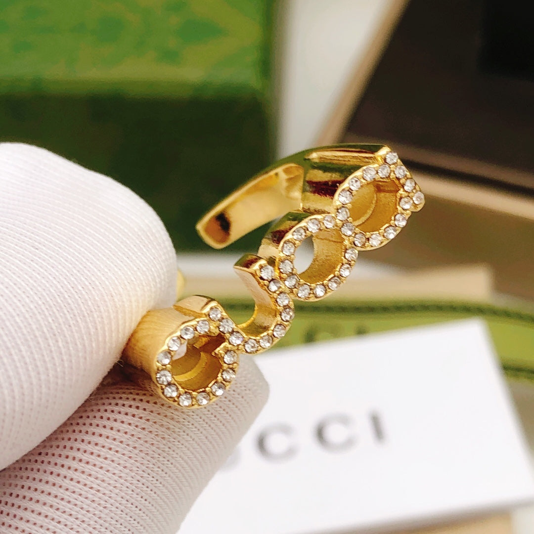 Letter Emblem Statement Ring in Gold-Tone main product view