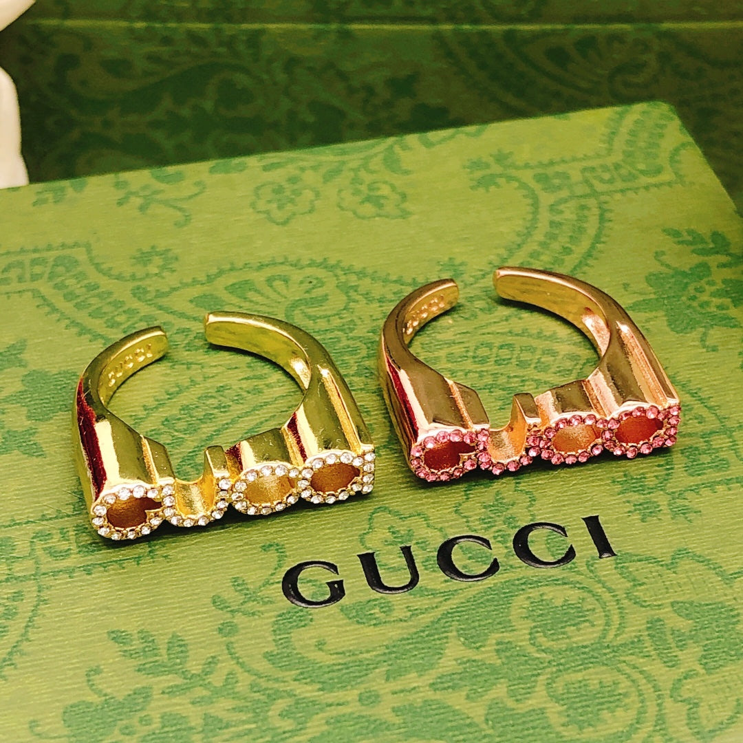Letter Emblem Statement Ring in Gold-Tone main product view