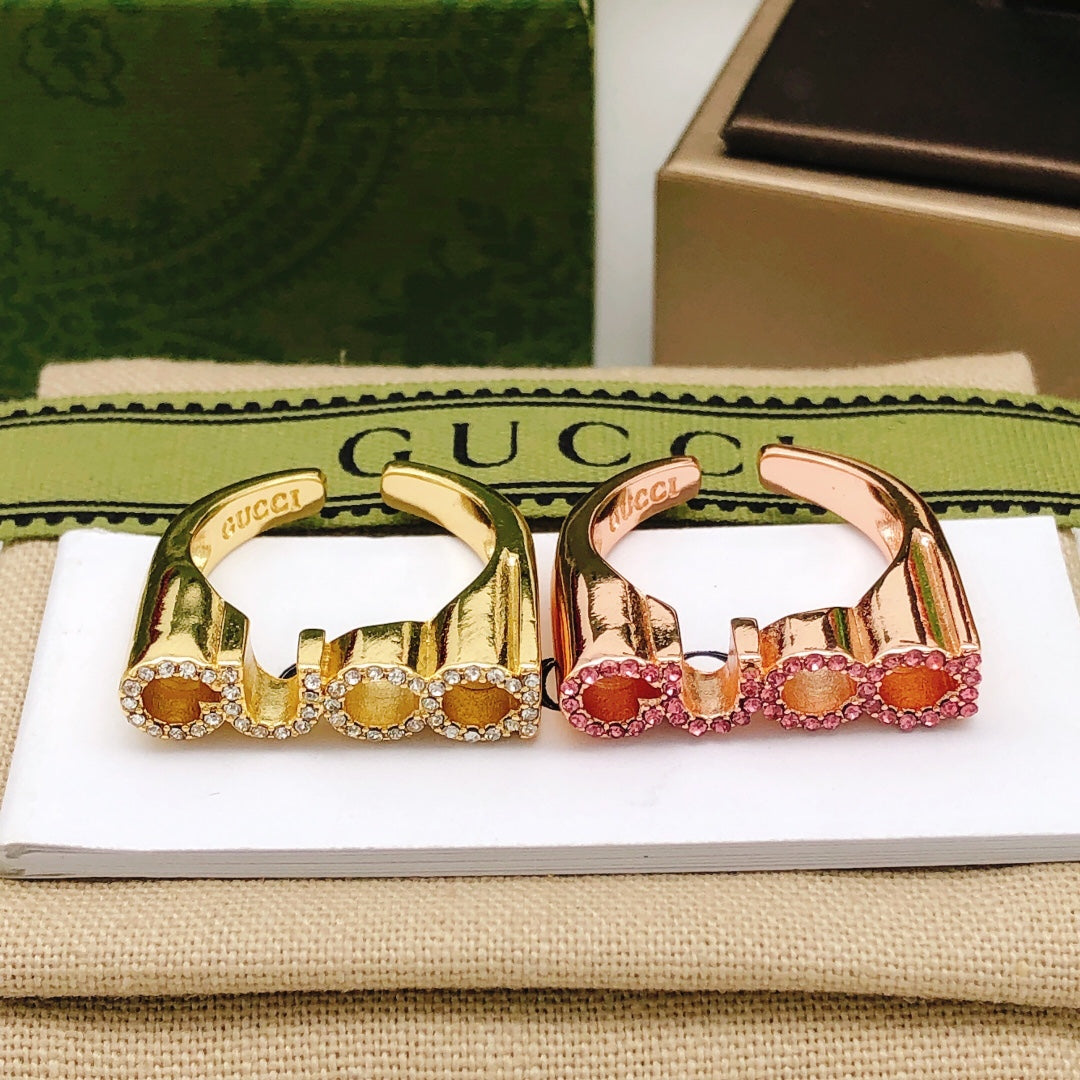 Letter Emblem Statement Ring in Gold-Tone styled product view
