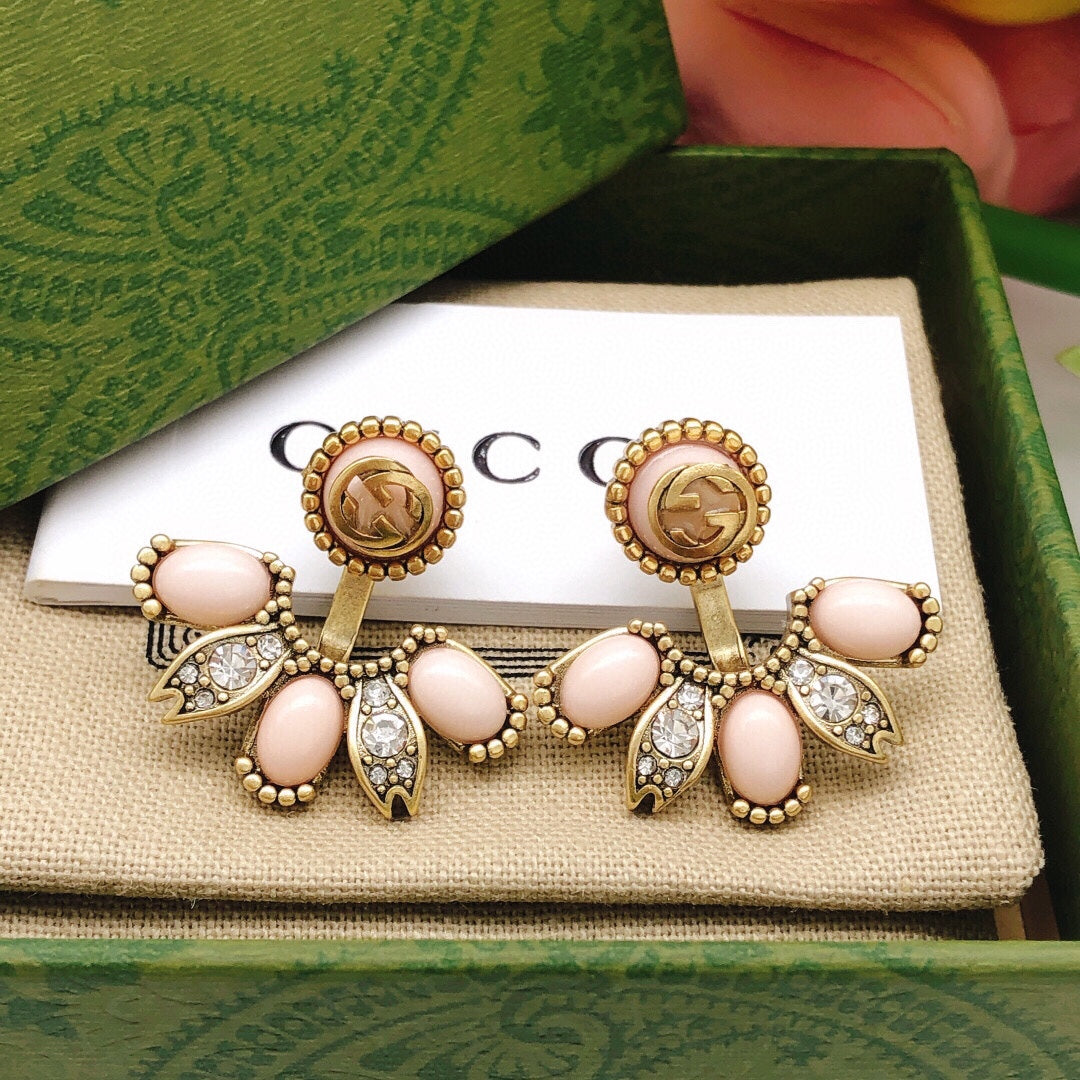 Floral Stud Earrings in Polished Metal-Tone – Design 007 styled product view