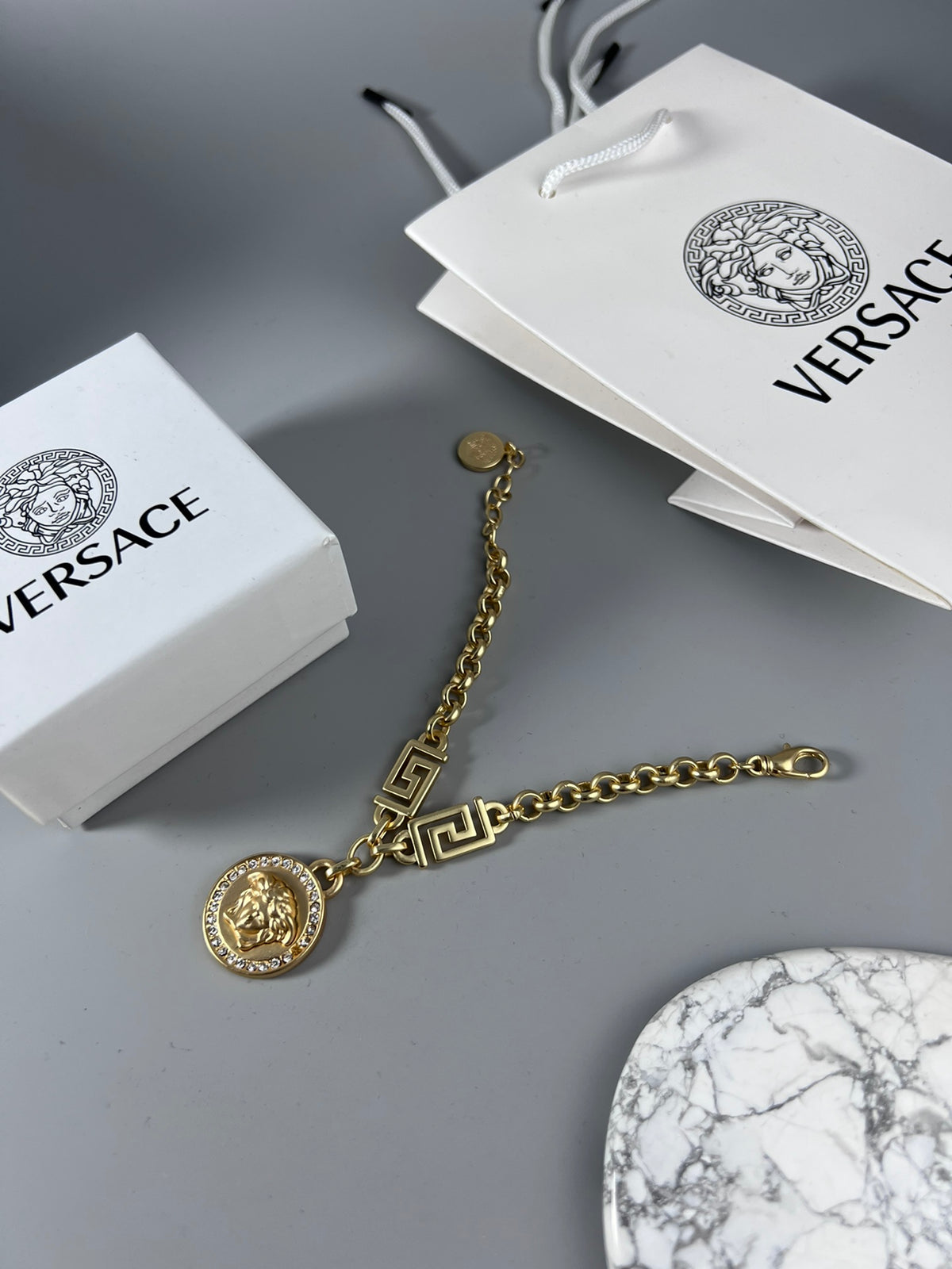 Statement Emblem Statement Bracelet in Polished Metal-Tone – Design 03 styled product view
