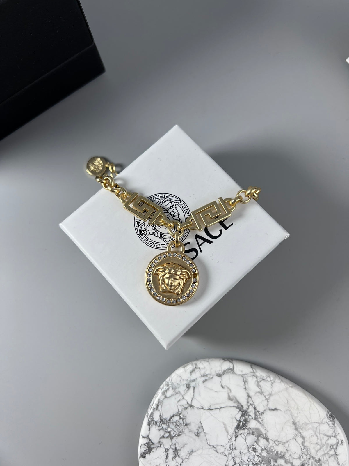 Statement Emblem Statement Bracelet in Polished Metal-Tone – Design 02 side detail