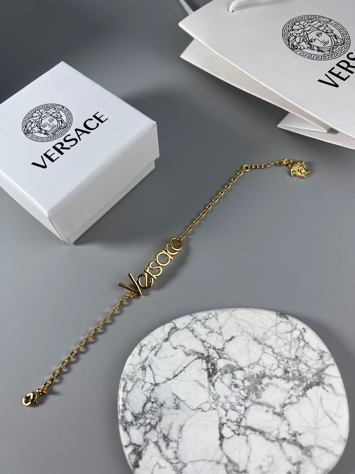 Statement Emblem Statement Bracelet in Polished Metal-Tone – Design 01 front product view