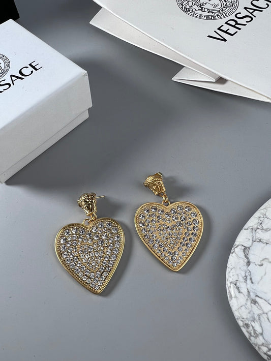 Statement Emblem Stud Earrings in Polished Metal-Tone – Design 01 main product view