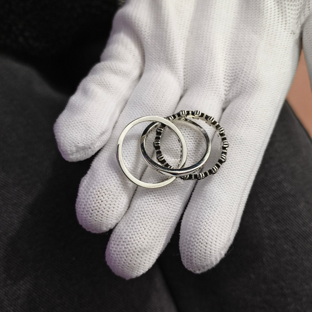 Gothic Emblem Statement Ring in Antique Silver-Tone side detail