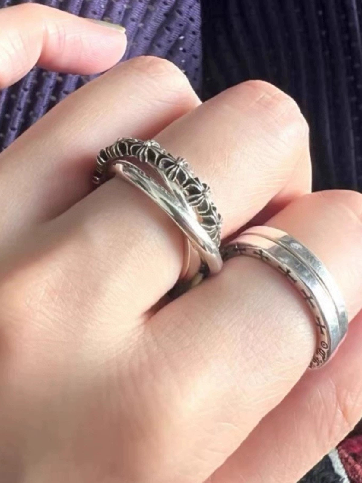Gothic Emblem Statement Ring in Antique Silver-Tone close-up detail