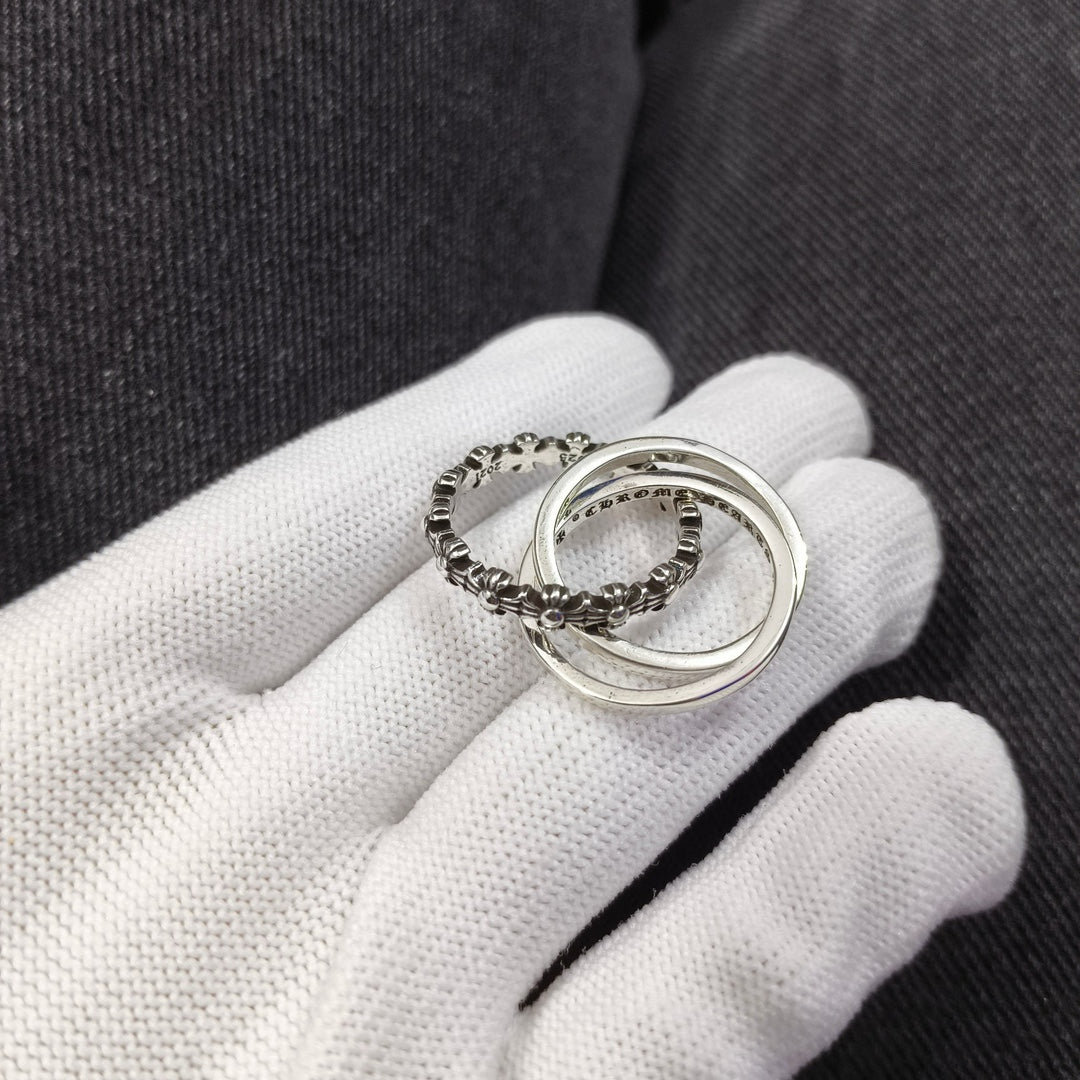Gothic Emblem Statement Ring in Antique Silver-Tone front product view