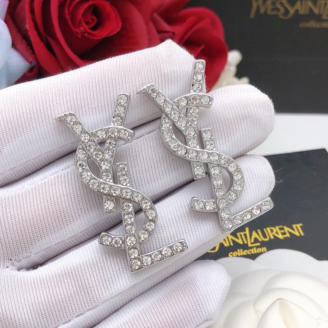 Geometric Emblem Stud Earrings in Silver-Tone – Design 007 styled product view