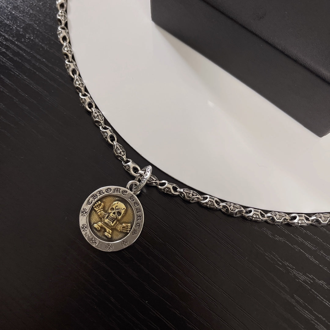 Gothic Emblem Pendant Necklace in Metal-Tone – Design 47 styled product view