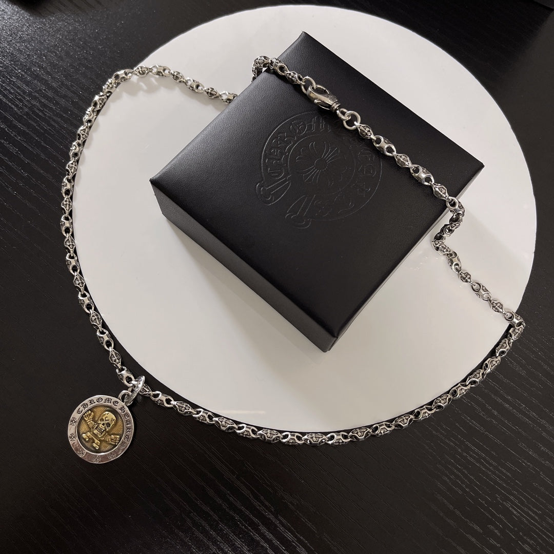Gothic Emblem Pendant Necklace in Metal-Tone – Design 47 main product view