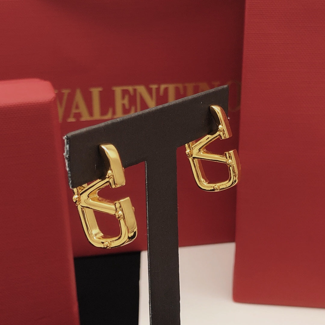 Signature Emblem Drop Earrings in Gold-Tone – Design 02 main product view