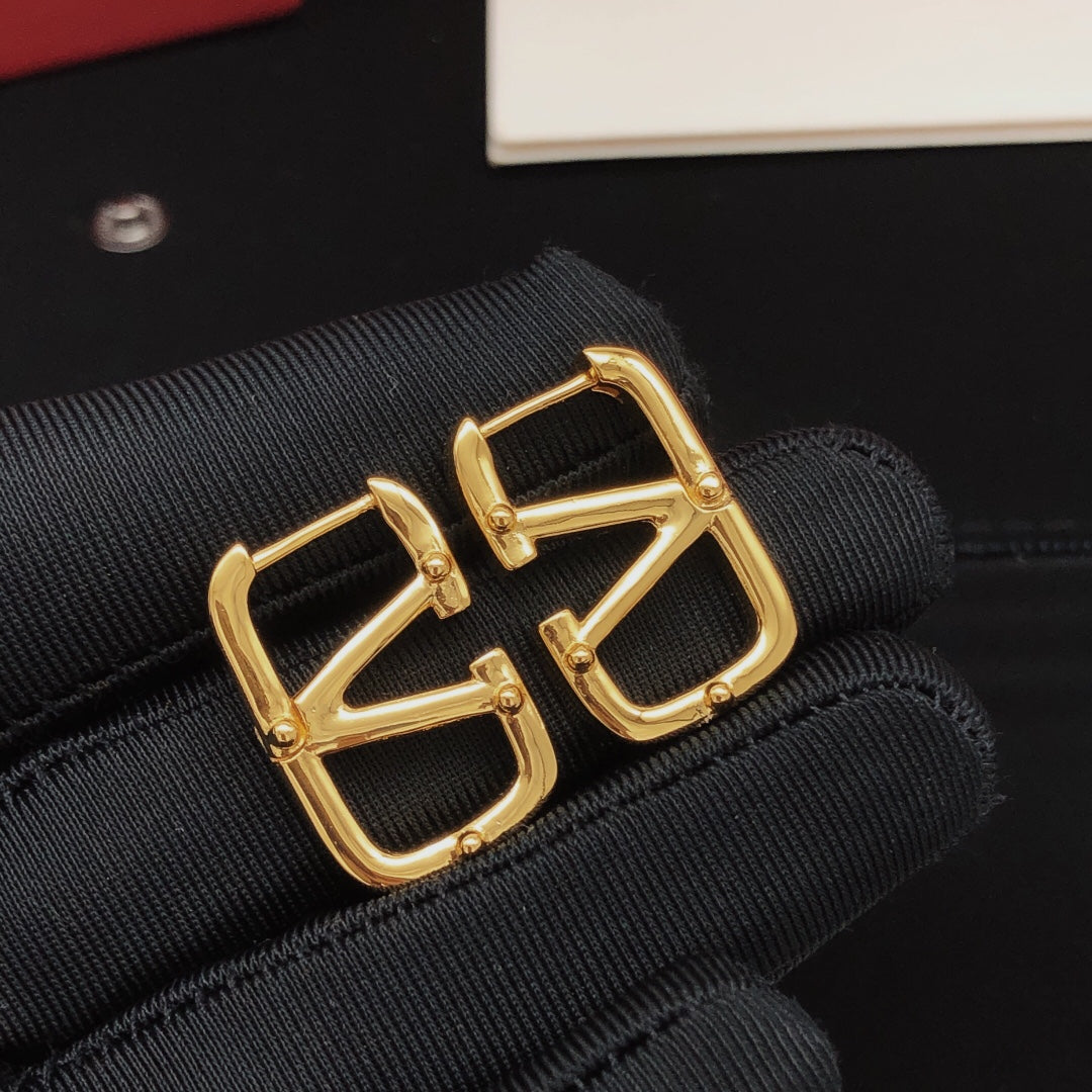 Signature Emblem Drop Earrings in Gold-Tone – Design 02 main product view