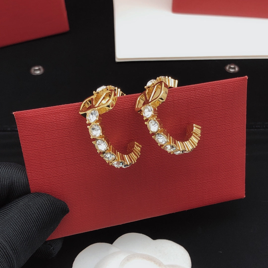 Moon Crystal-Accent Statement Earrings – Design 05 styled detail