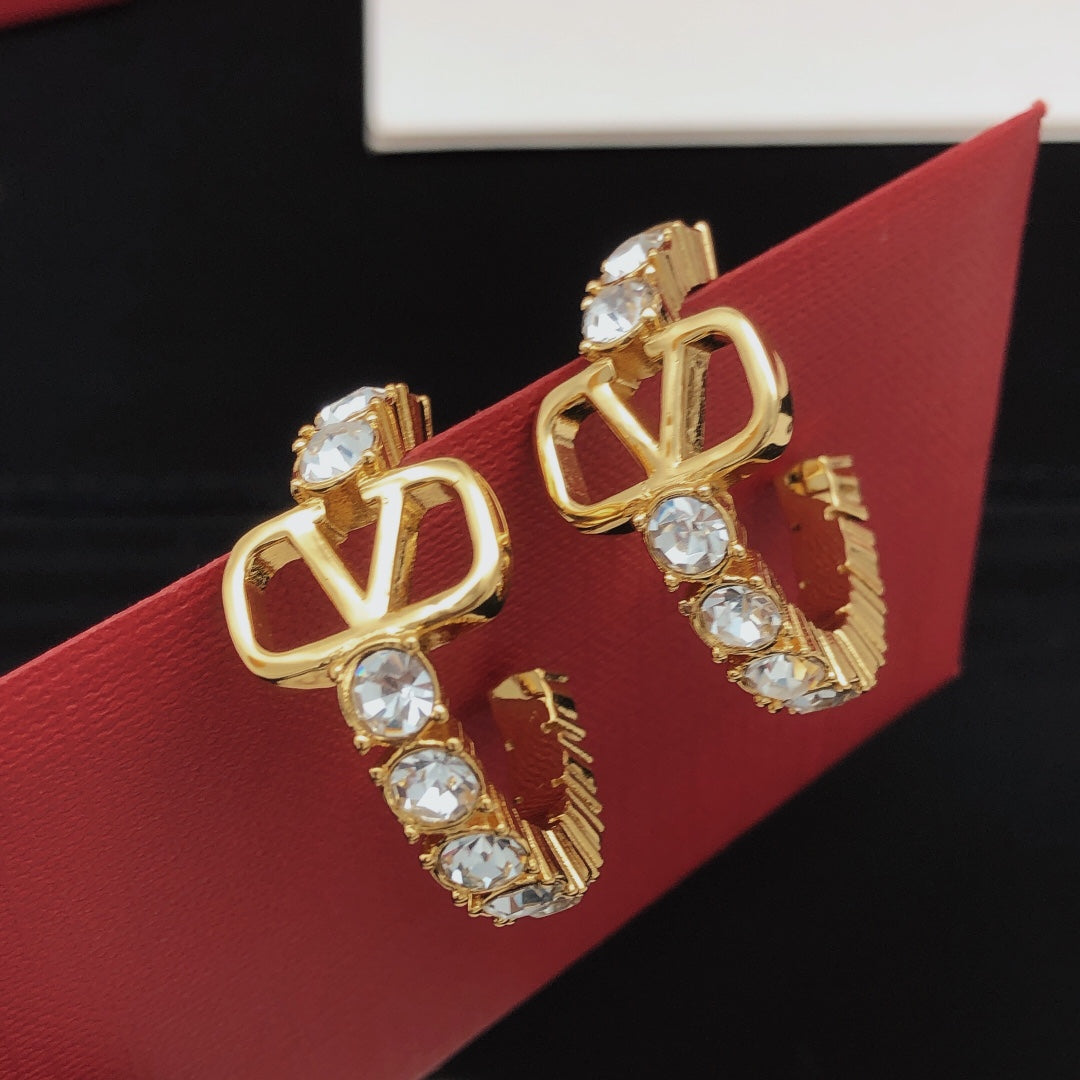 Moon Crystal-Accent Statement Earrings – Design 05 close-up view