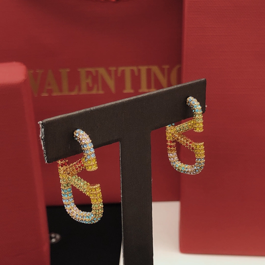 Signature Emblem Crystal-Accent Stud Earrings – Medium front view