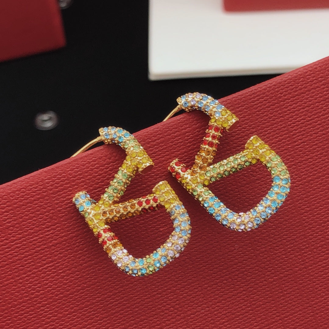 Signature Emblem Crystal-Accent Stud Earrings – Medium side detail