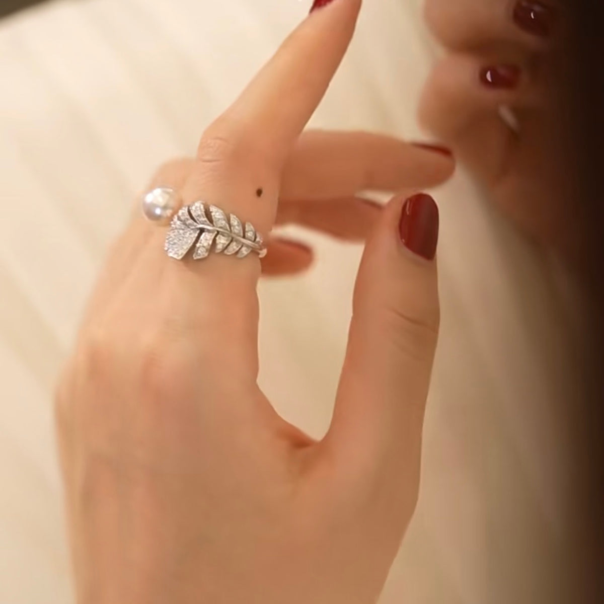 Pearl Statement Ring in Gold-Tone styled product view