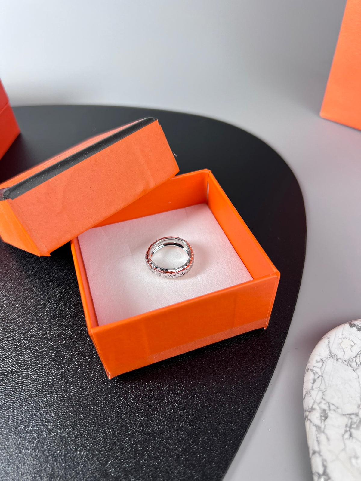 Horse Statement Ring in Polished Metal-Tone – Design 008 close-up detail