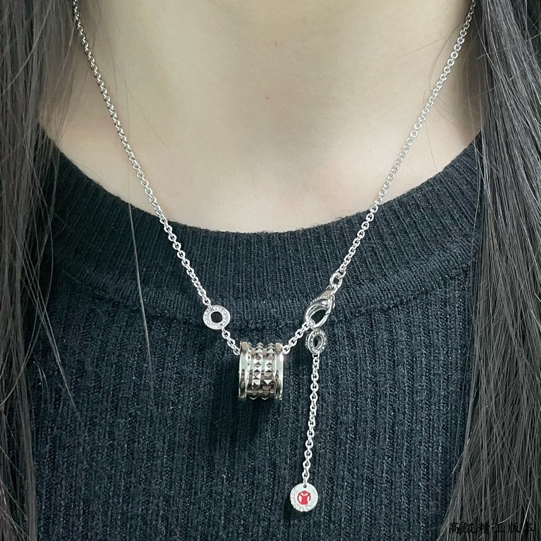 Geometric Emblem Pendant Necklace in Polished Metal-Tone – Design 004 main product view