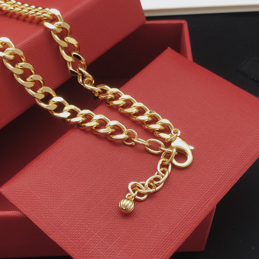 Geometric Emblem Pendant Necklace in Gold-Tone – Design 009 front product view