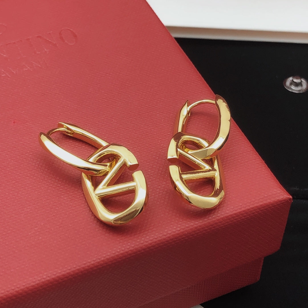 Signature Emblem Drop Earrings in Gold-Tone – Design 08 front view