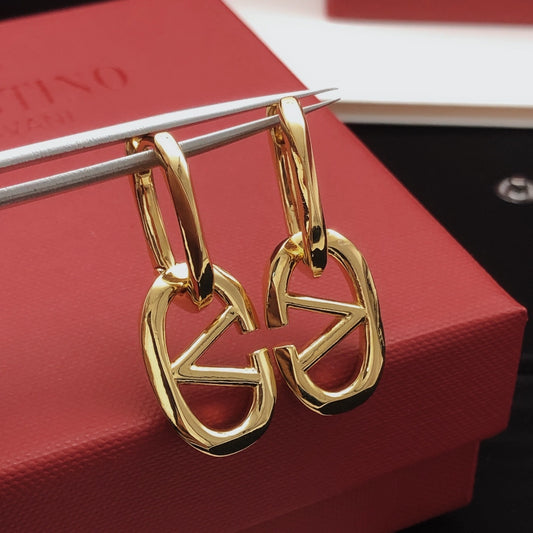 Signature Emblem Drop Earrings in Gold-Tone – Design 08 main product view