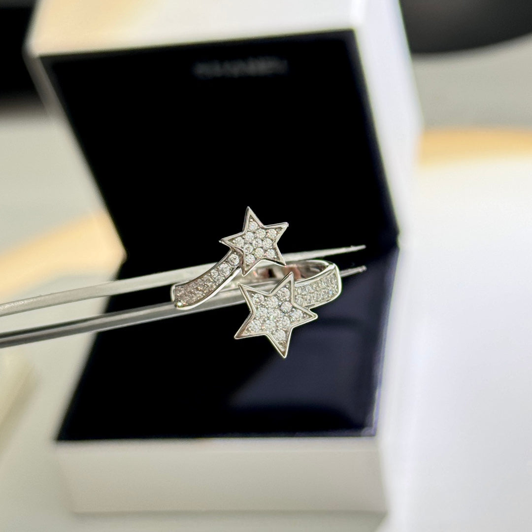 Star Statement Ring in Polished Metal-Tone detail view