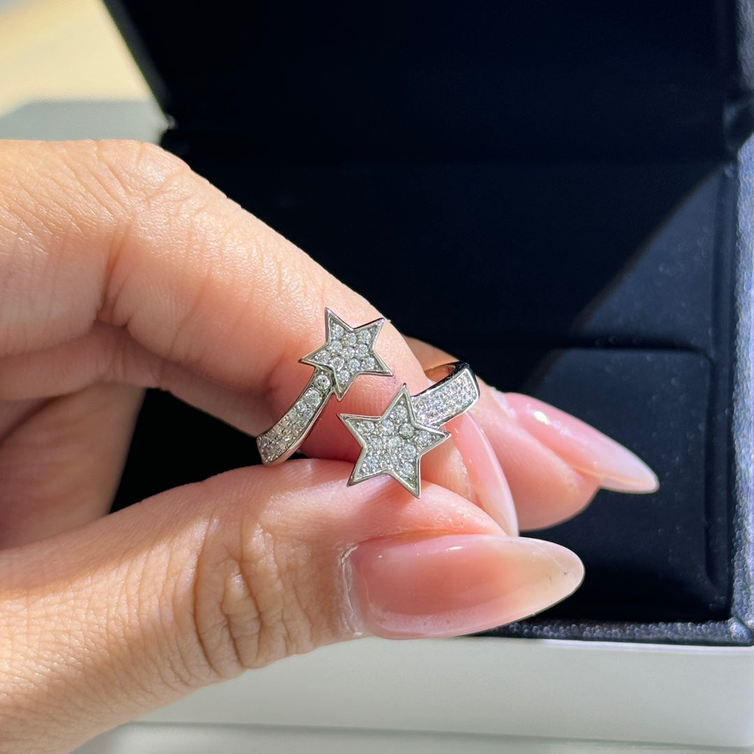 Star Statement Ring in Polished Metal-Tone close-up detail