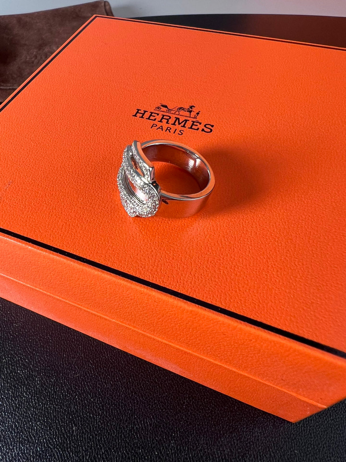 Horse Statement Ring in Polished Metal-Tone – Design 002 side detail