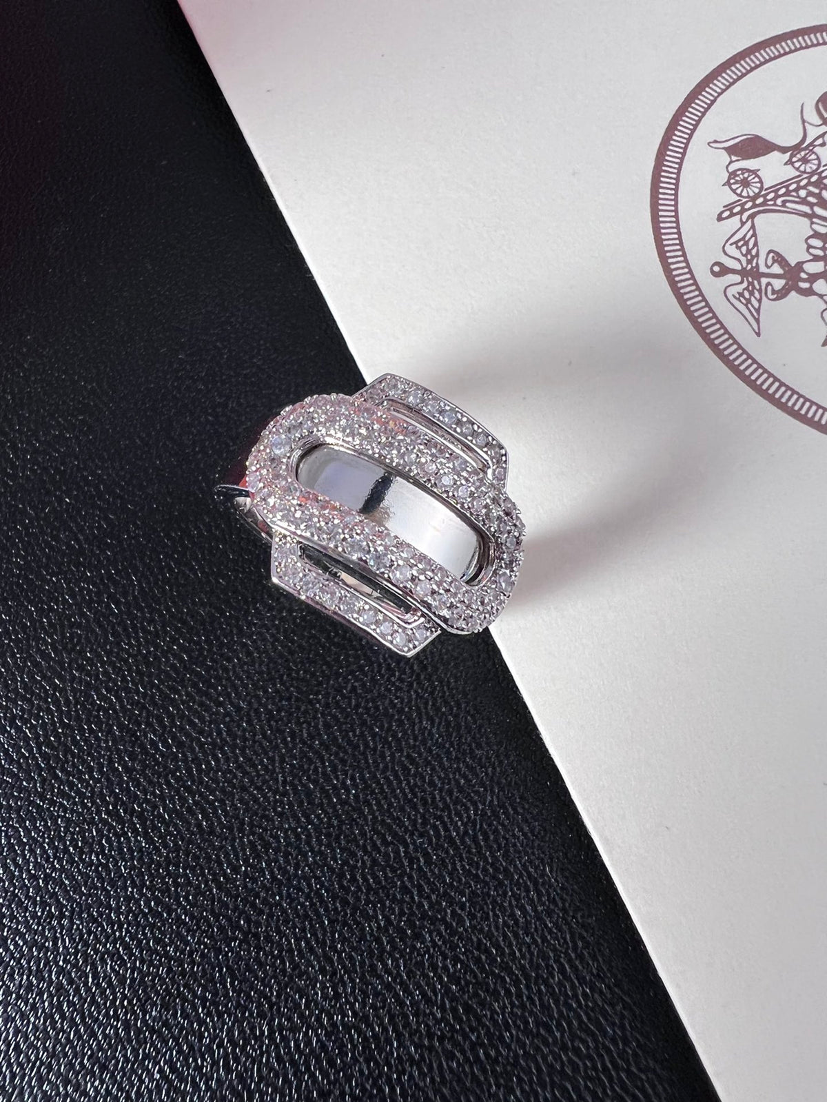 Horse Statement Ring in Polished Metal-Tone – Design 002 front product view