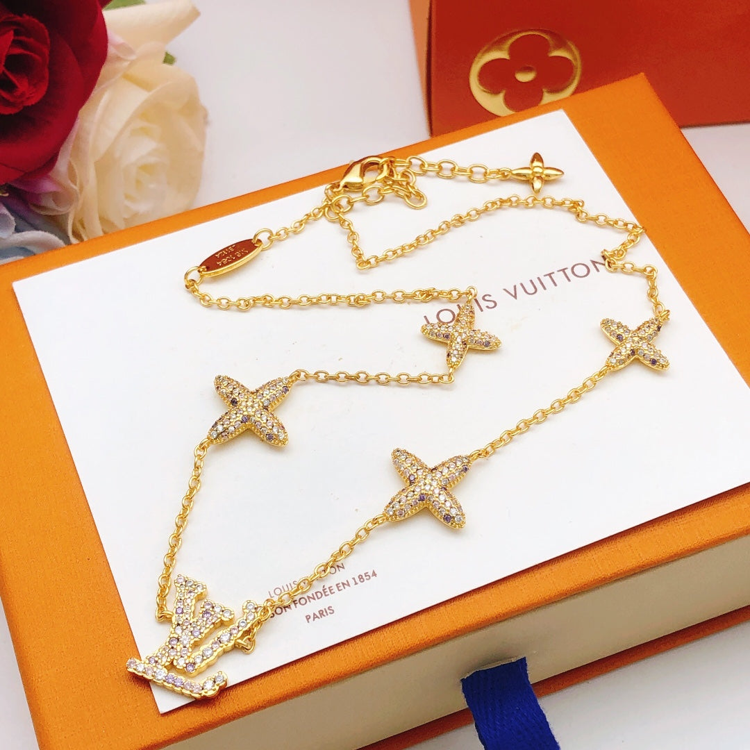 Geometric Emblem Pendant Necklace in Gold-Tone – Design 049 styled product view