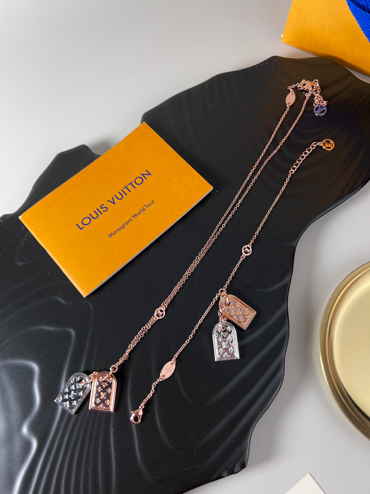Letter Emblem Bracelet in Polished Metal-Tone – Design 008 front product view